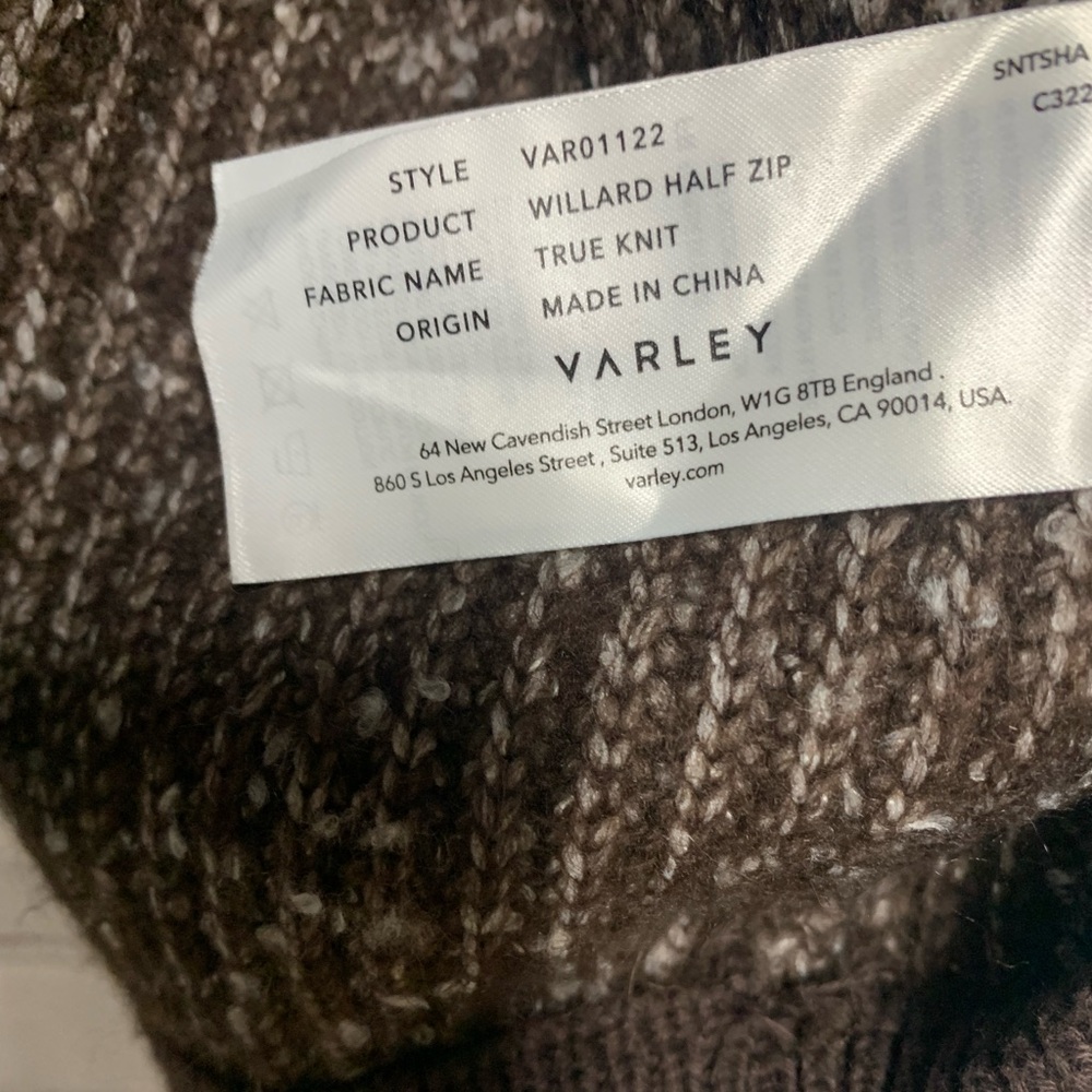 Varley Willard Chocolate Brown 1/4 Zip Women's Sweater Size XS 44” - Picture 8 of 9